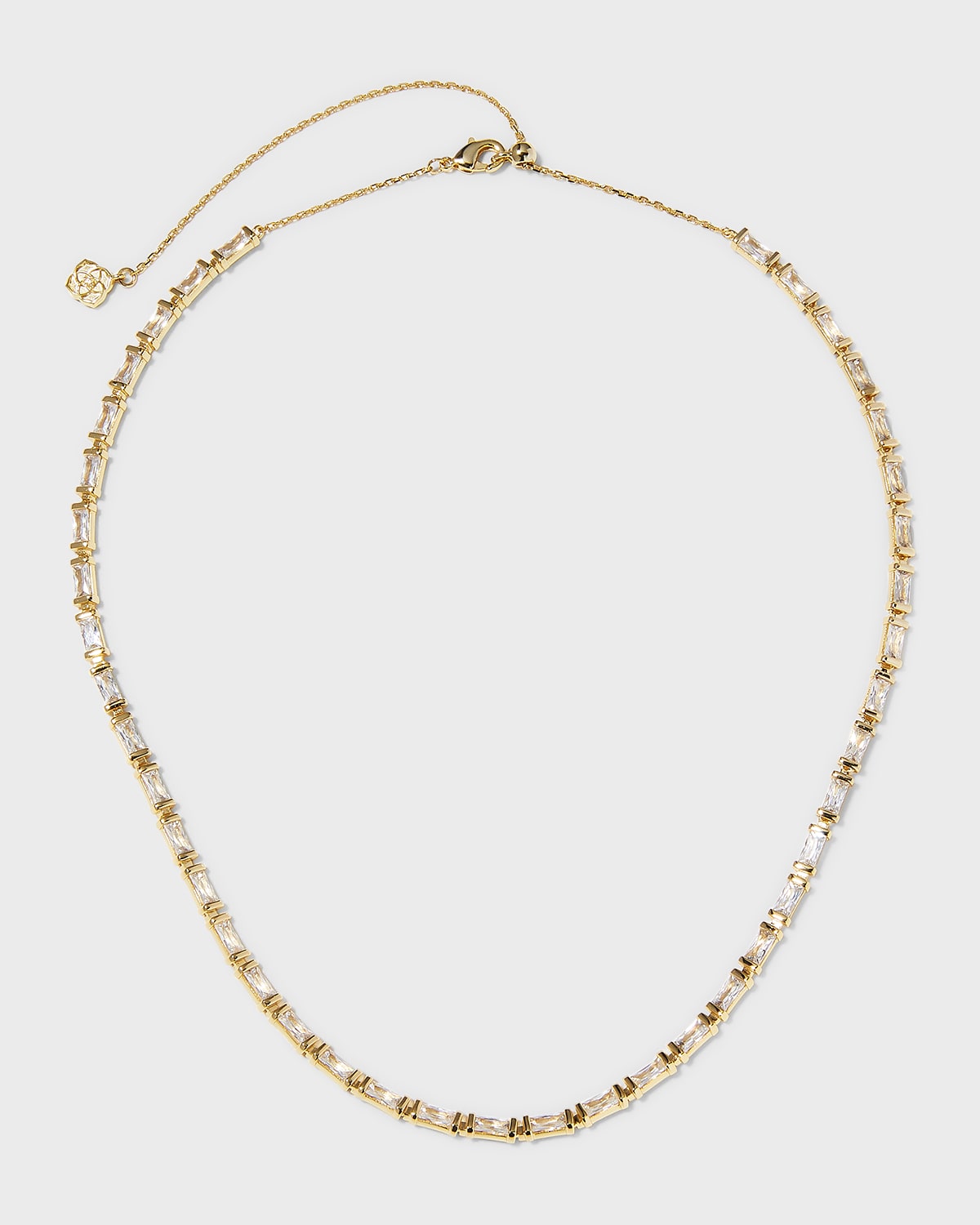 Kendra Scott Juliette Baguette Cubic Zirconia Adjustable Strand Necklace In 14k Gold Plated, 19 In White Crystal