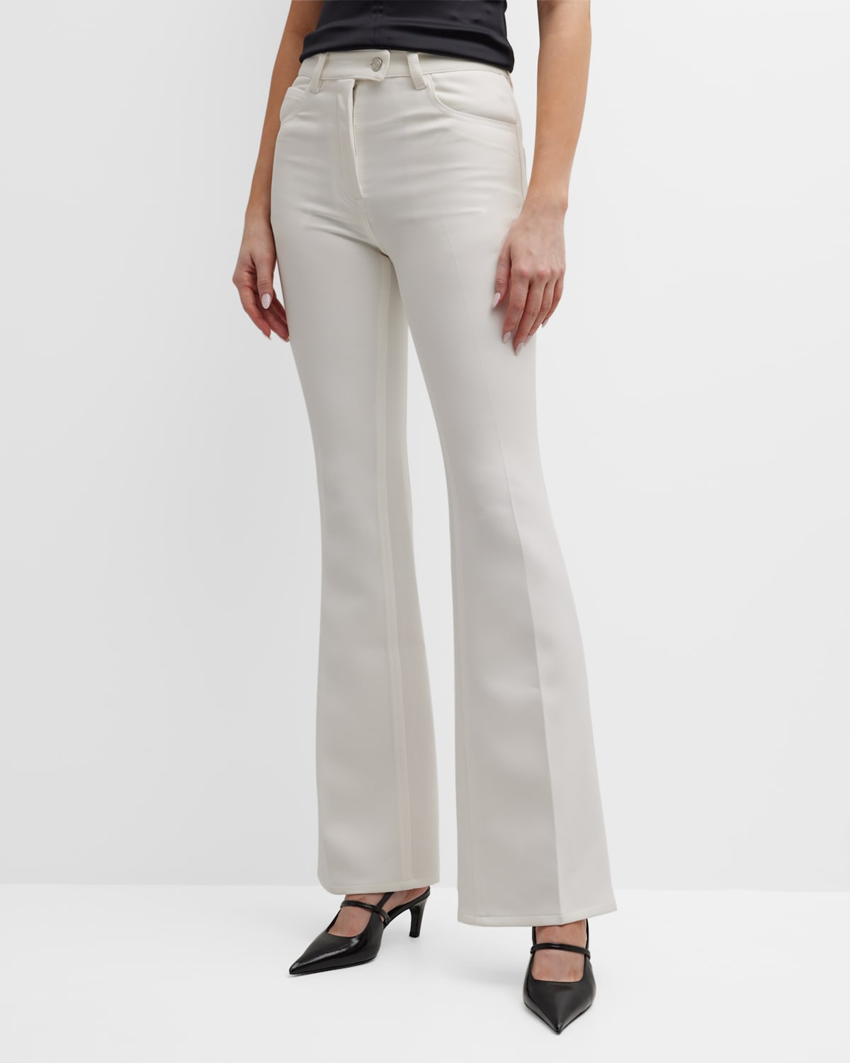 Courrèges High-rise Bootcut-leg Workwear Pants In Heritage White