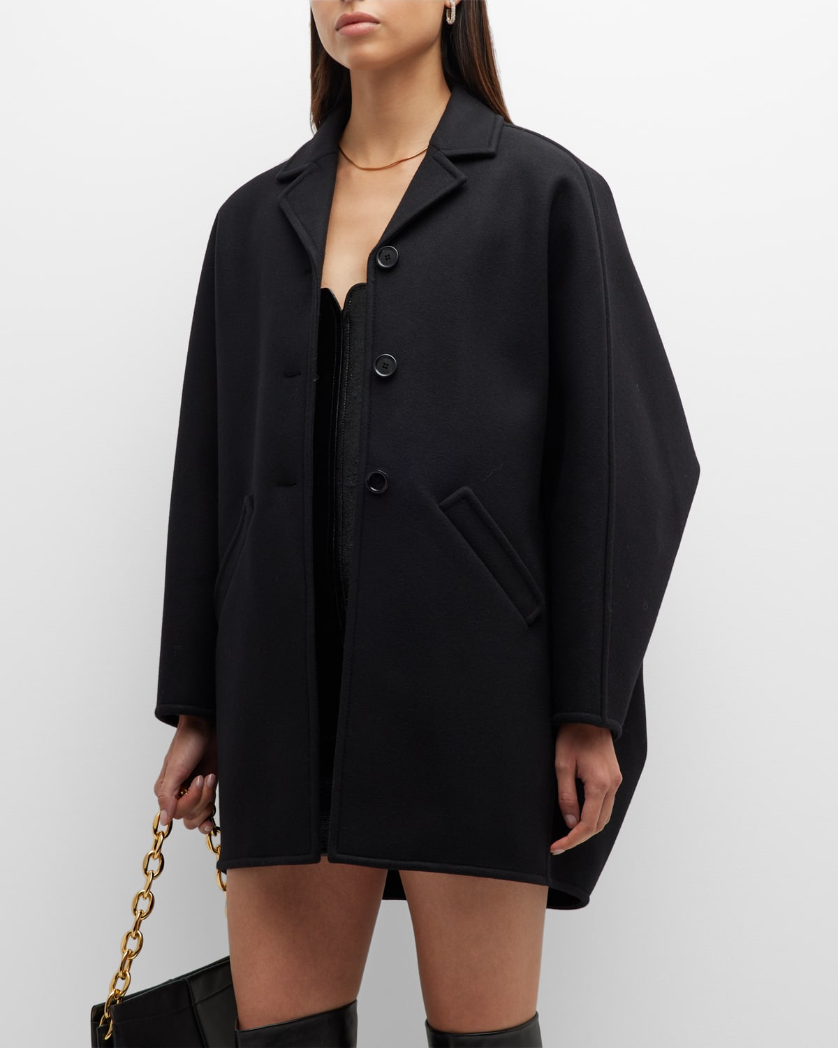 Courrèges Prism Wool Short Coat In Black