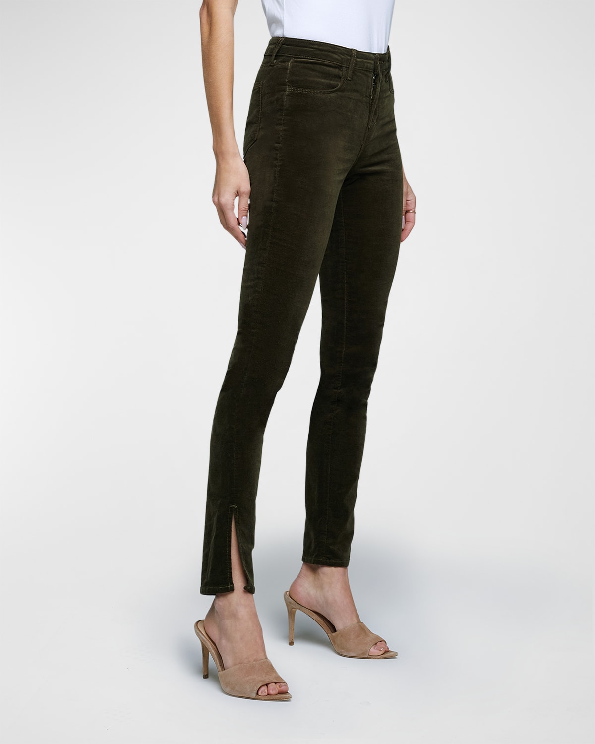 L'Agence Josie Cropped Split Hem Skinny Jeans