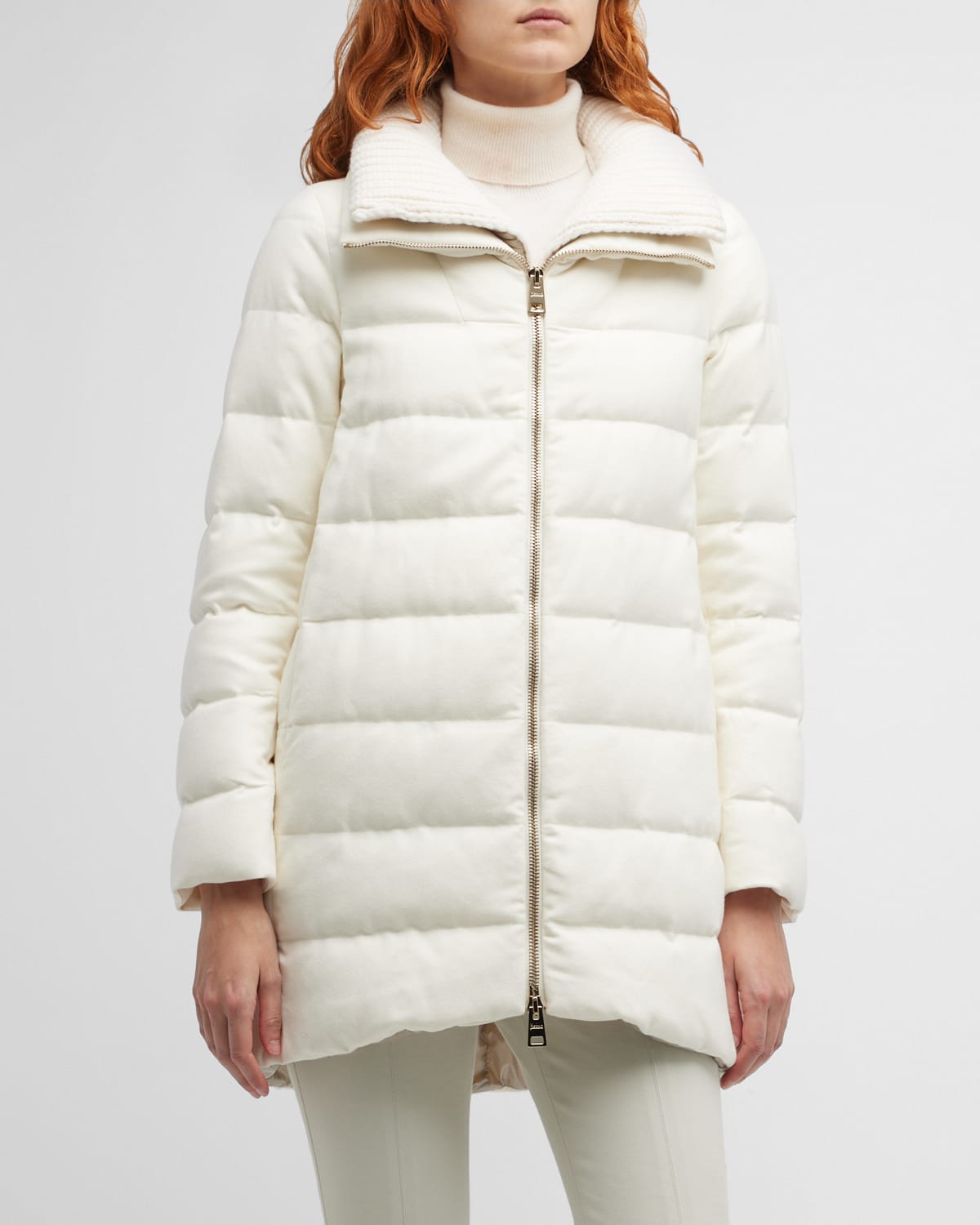 A-Line Puffer Jacket w/ Removable Cashmere Collar