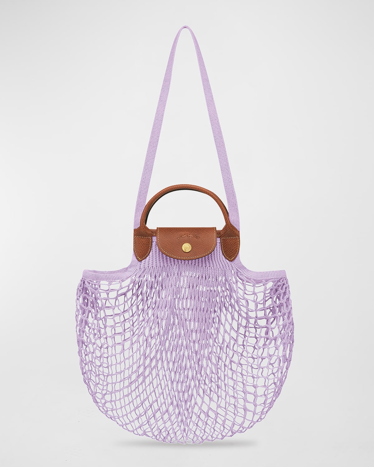 Longchamp Le Pliage Filet Mesh-knit Bag In Lilac