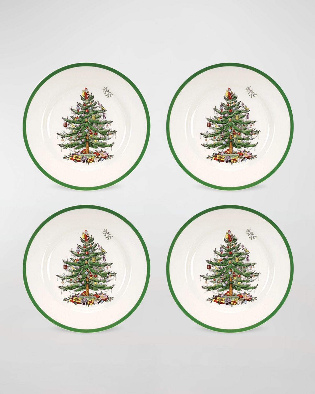 Spode Christmas Tree Set Of 4 Dinner Plates In Green