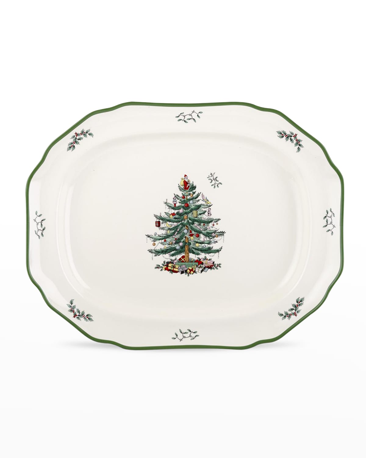 Spode Christmas Tree Sculpted Platter In Green
