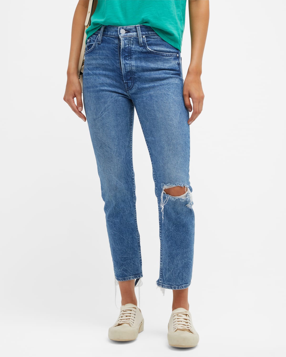 MOTHER The Looker Step Ankle Fray Distressed Skinny Jeans