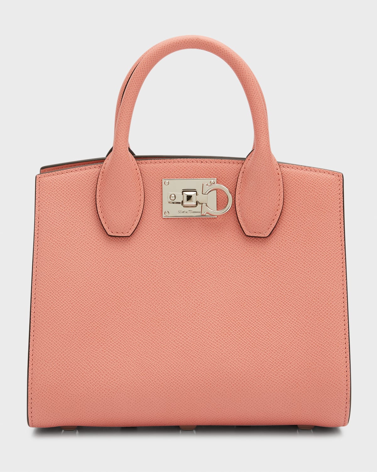 Ferragamo The Studio Gancio Leather Top-handle Bag In Corallo