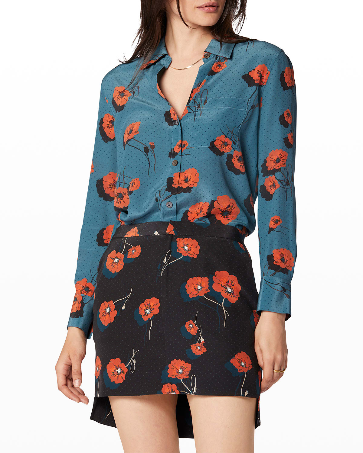 Equipment Bradner Printed Silk Button-front Shirt In Tapestry Multi