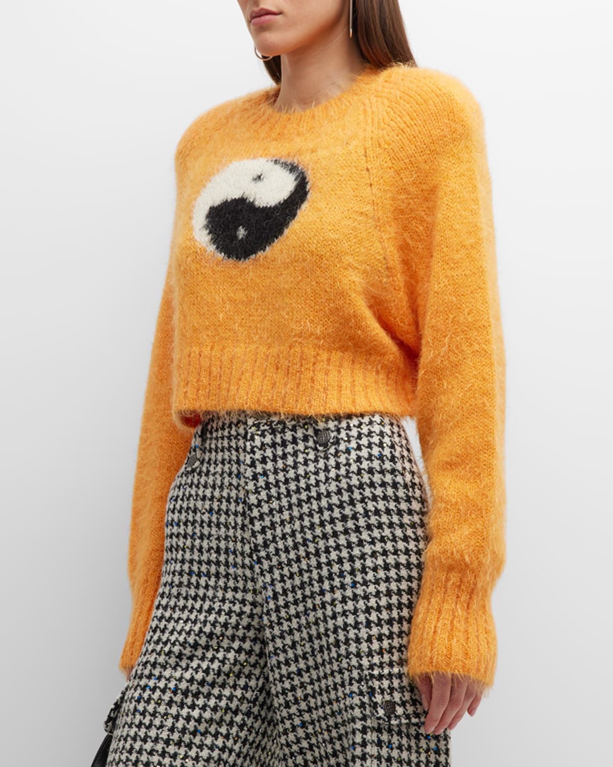Rotate Birger Christensen Ying Yang Mohair-blend Sweater In Blazing Orange