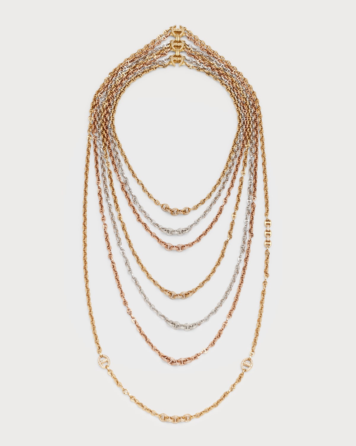 Shop Hoorsenbuhs 18k Three-tone Multi-layer Necklace With Diamonds In 40 White