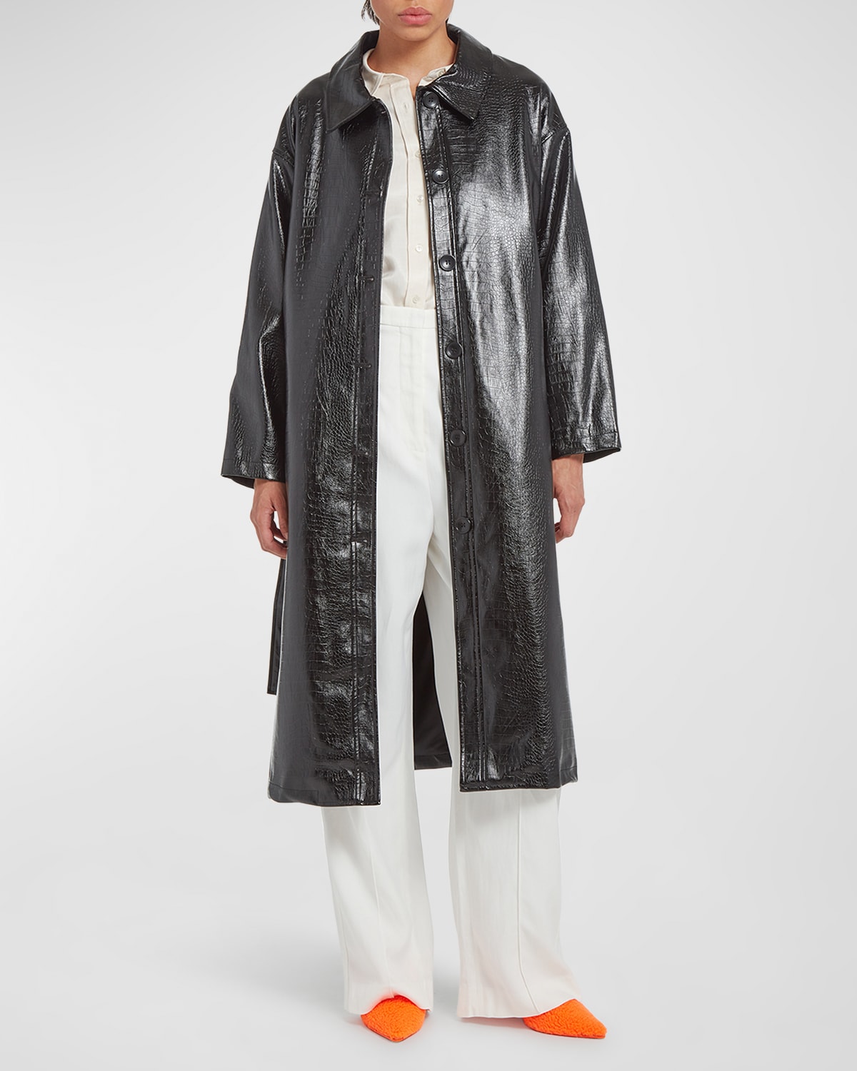 APPARIS NARA FAUX LEATHER BELTED TRENCH COAT