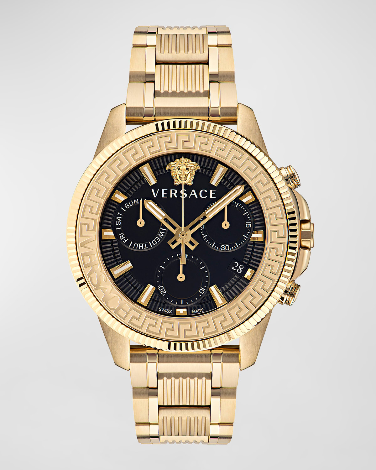 Versace Men's Greca Action IP Yellow Gold Chrono Watch, 45mm
