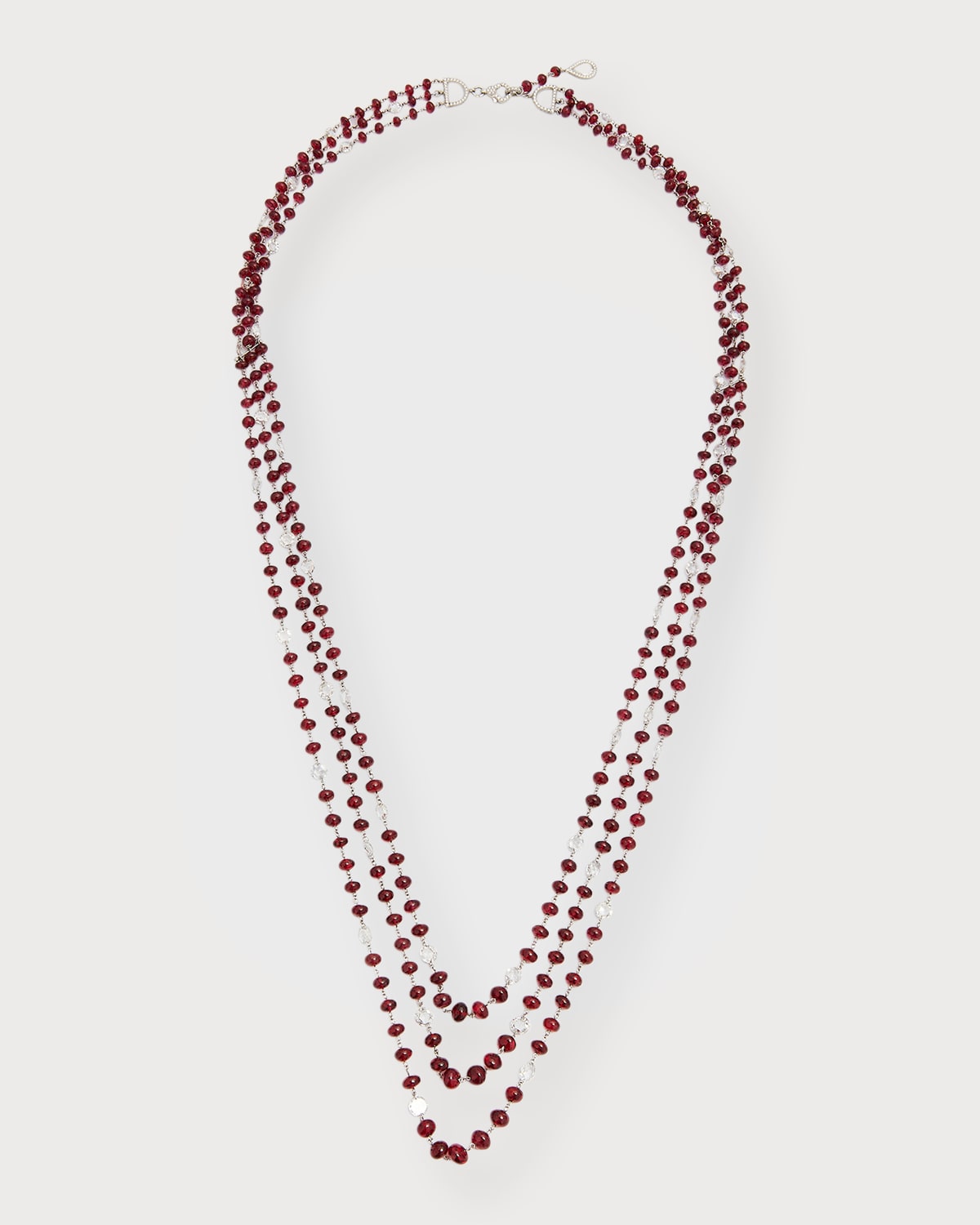Platinum Necklace with Spinel and Diamonds, 26"L