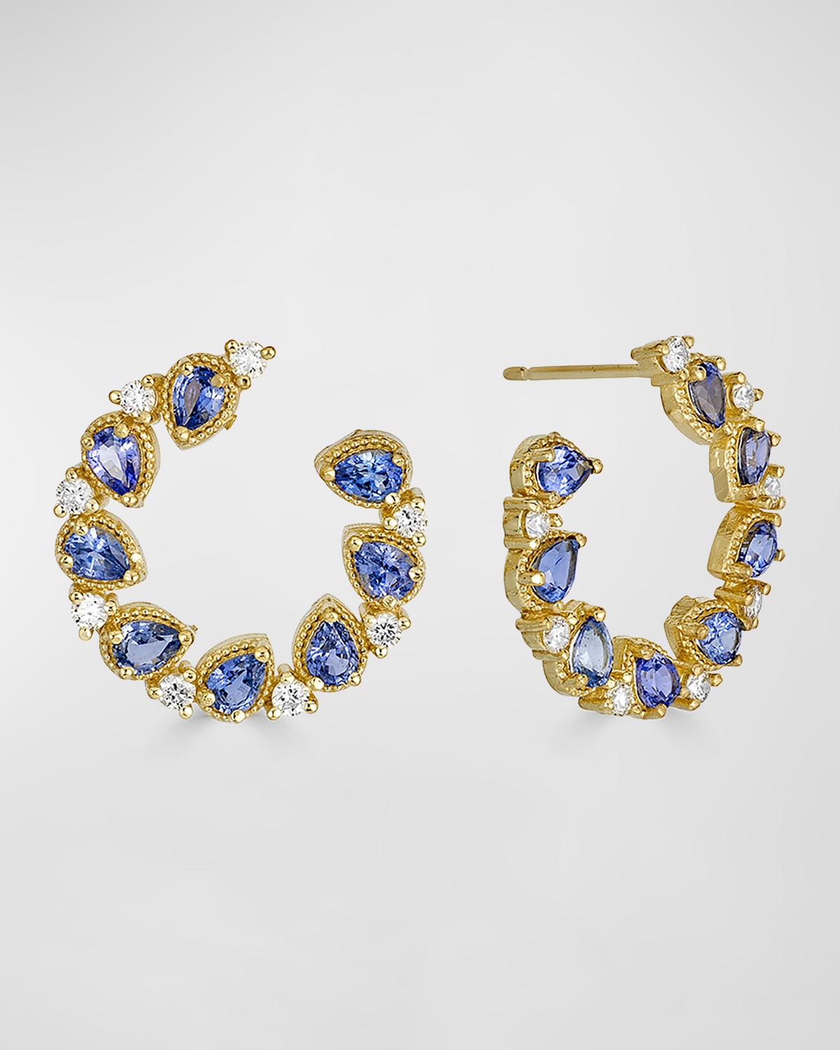 Tanya Farah 18k Ceylon Blue Pear Shape Sapphire And White Diamond Earrings
