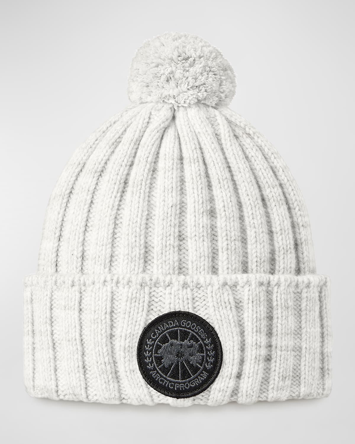 Canada Goose Cashmere Logo Ribbed Beanie In Mist Grey