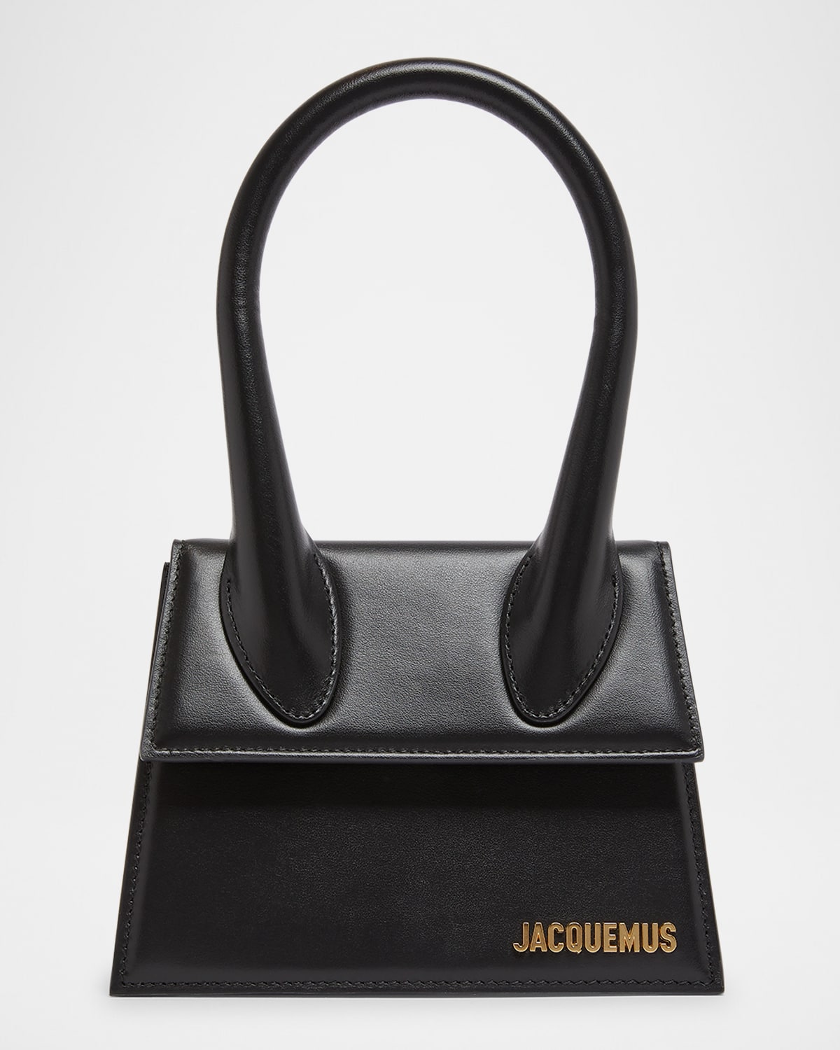 Jacquemus Black Le Chiquito Moyen Leather Top Handle Bag In Black