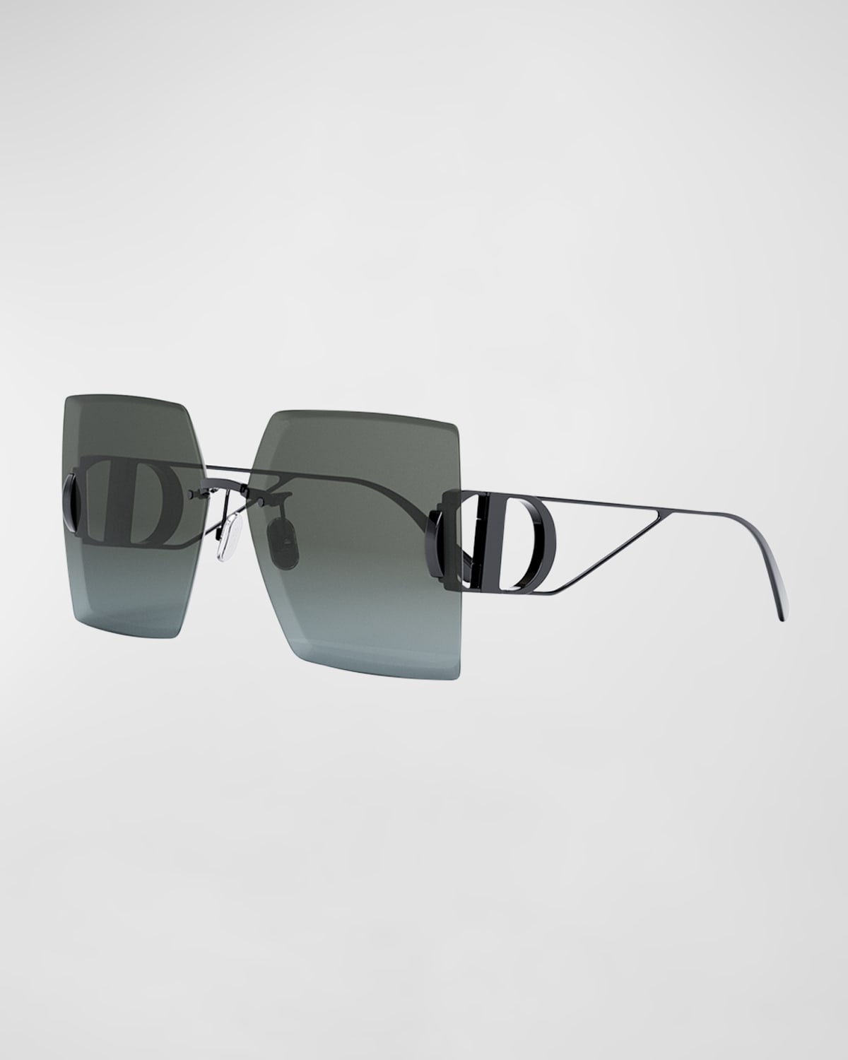 Dior Cd Rimless Square Metal Sunglasses In Shiny Gumetal Gra