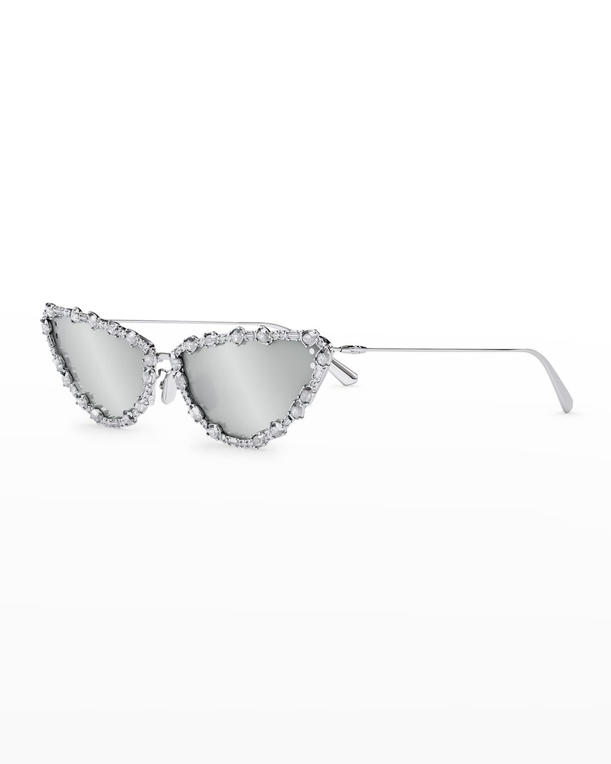 Dior Miss Cat-eye Crystal-embellished Silver-tone Sunglasses In Shiny Palladium