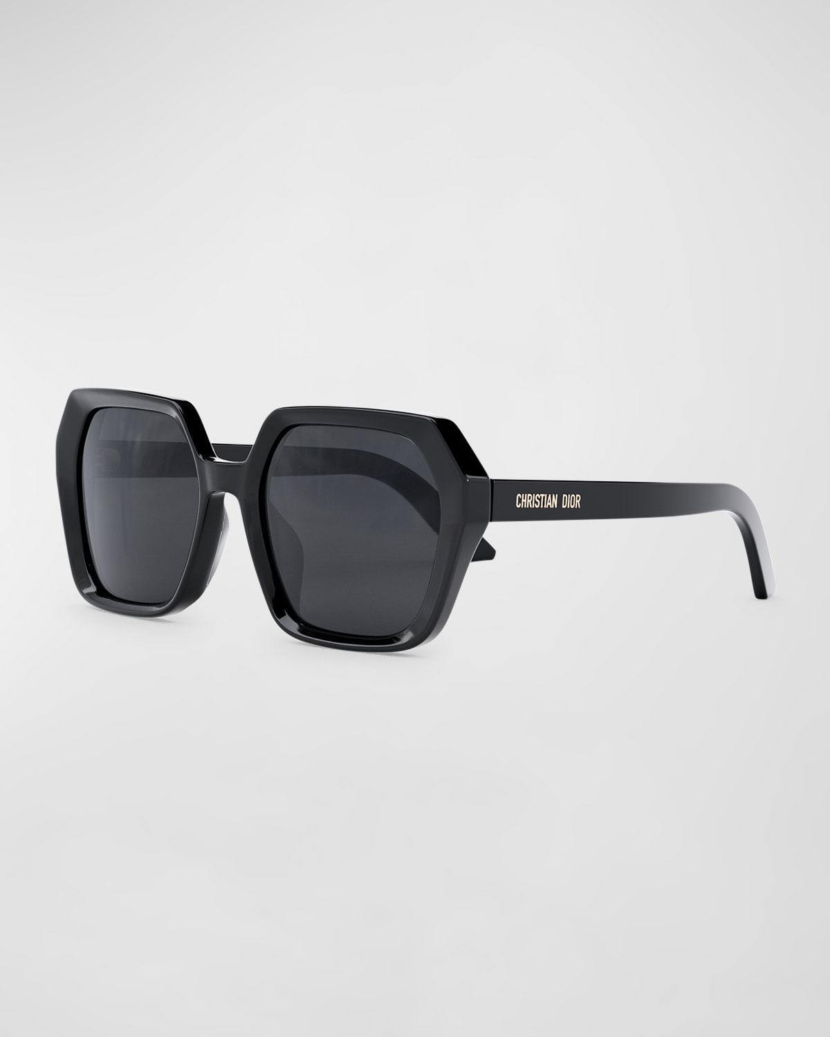 Dior Beveled Square Acetate Sunglasses In Shiny Black