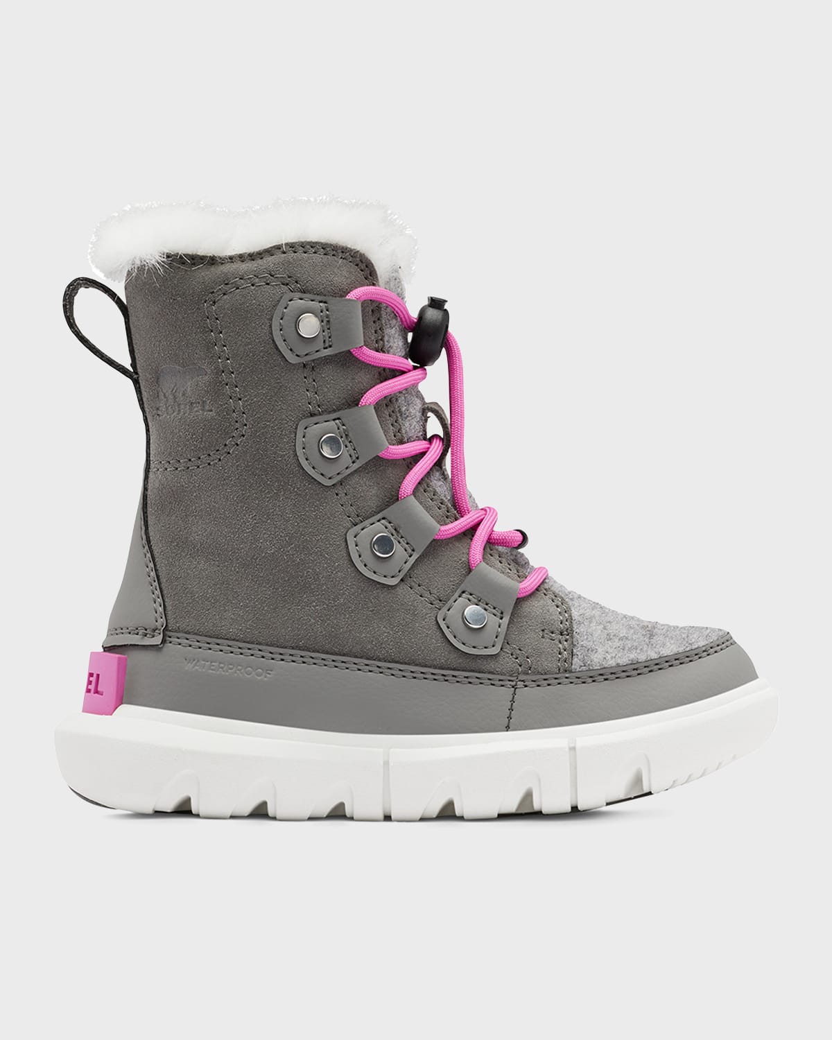 Sorel Kid's Exploder Water-resistant Snow Boots, Toddler/kids In Quarry Bright Lav