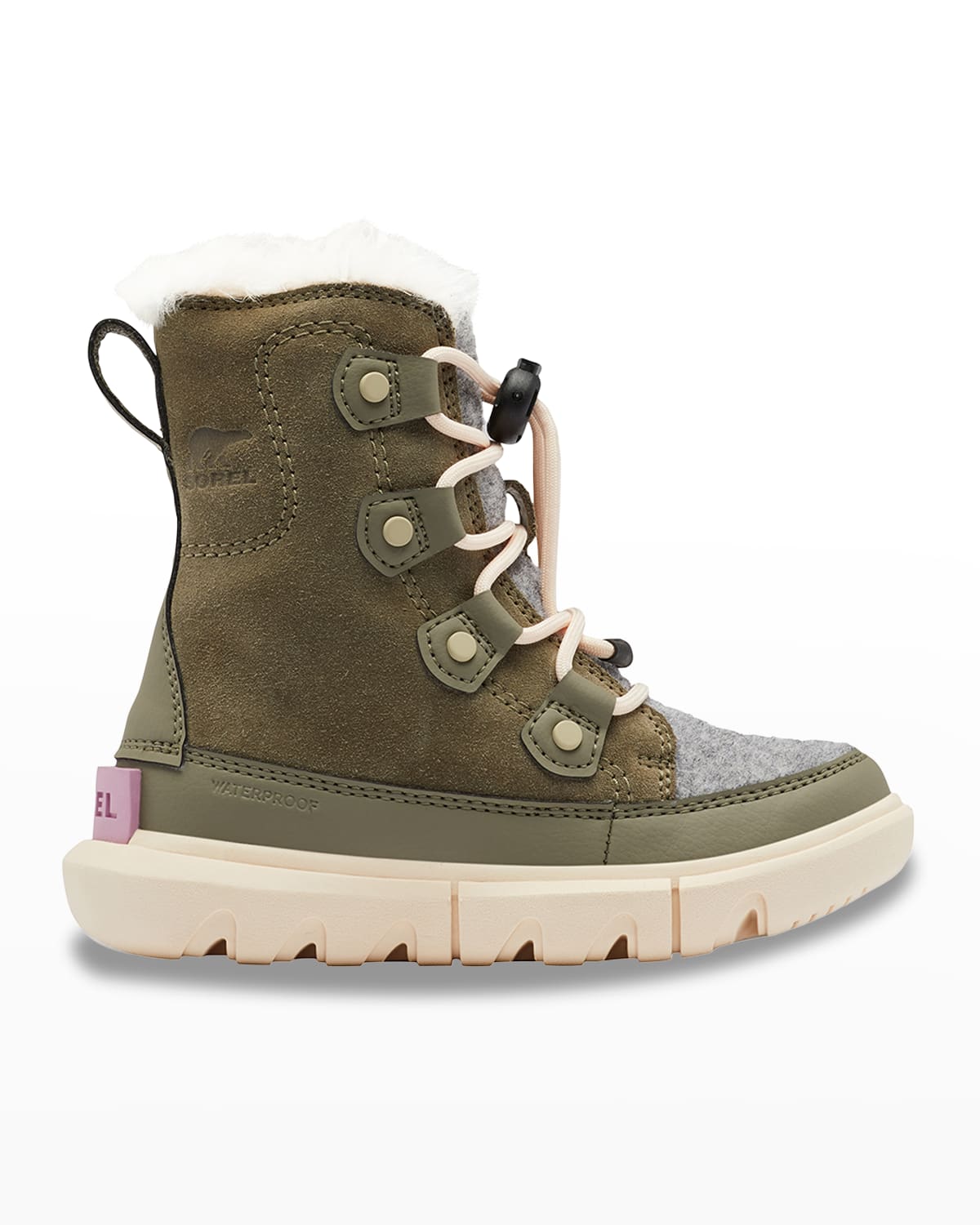 Shop Sorel Kid's Exploder Water-resistant Snow Boots, Toddler/kids In Stone/green/white