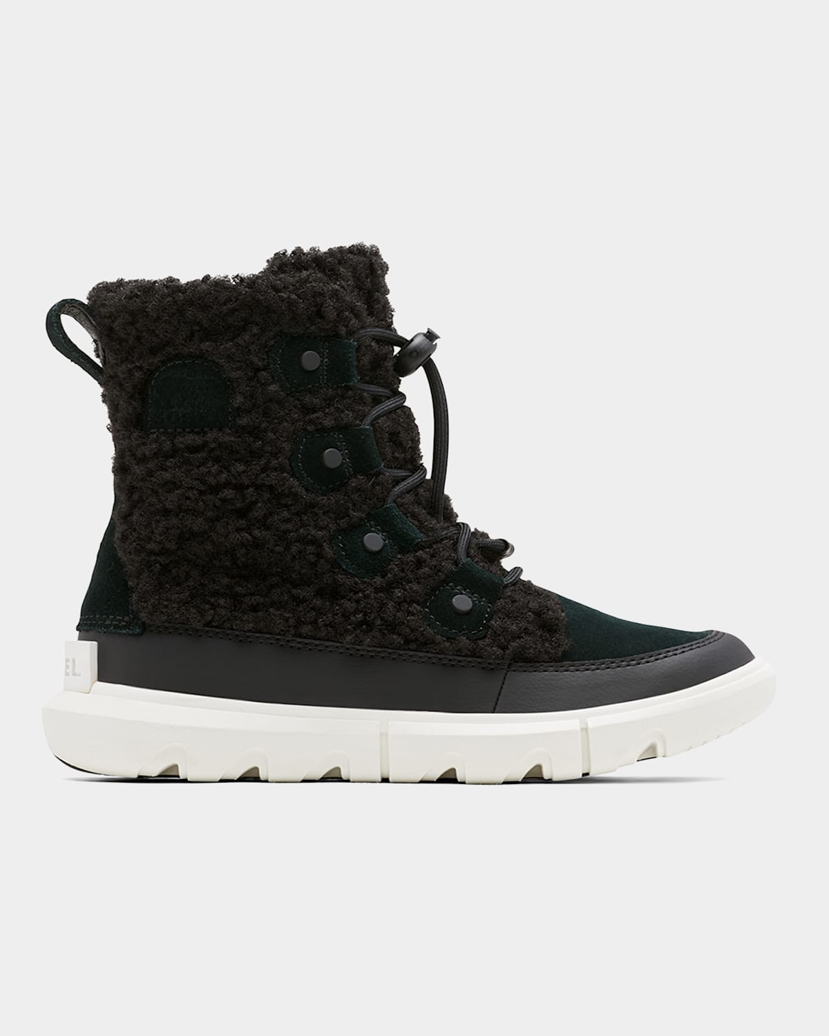 Shop Sorel Kid's Explorer Cozy Faux-fur Boots In Black Sea Salt