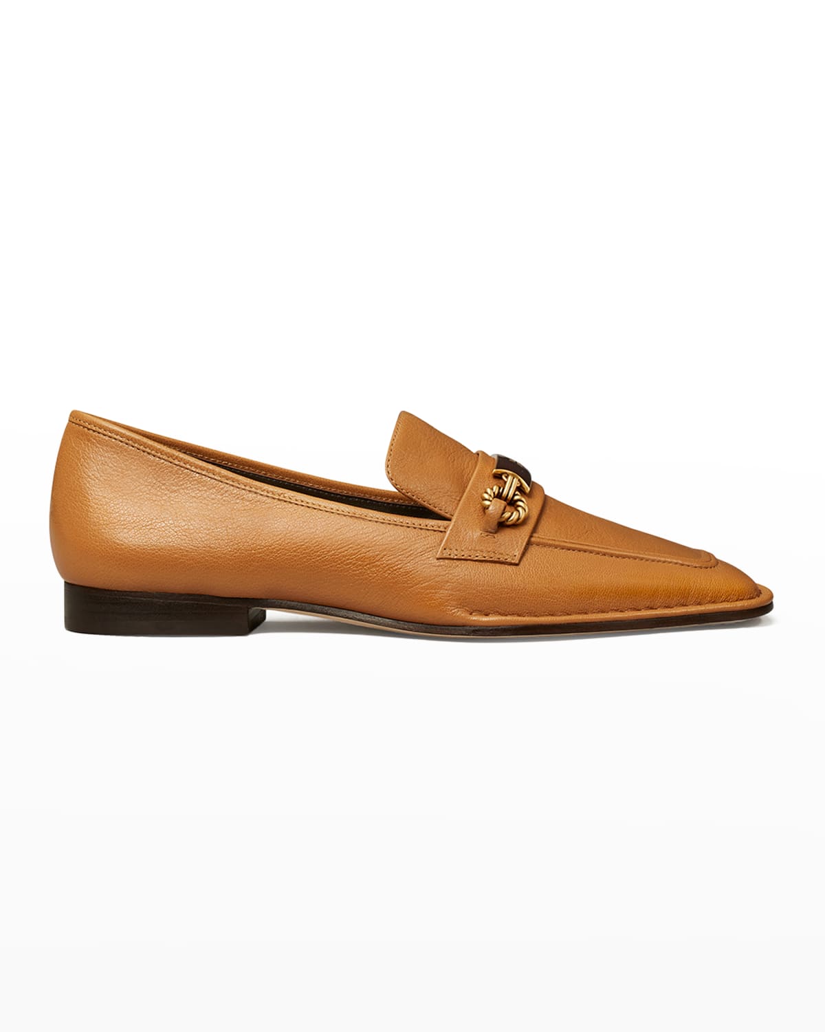 TORY BURCH PERRINE LEATHER MEDALLION CHAIN LOAFERS