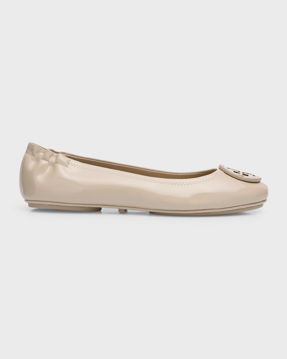 TORY BURCH MINNIE PATENT LOGO TRAVEL BALLERINA FLATS