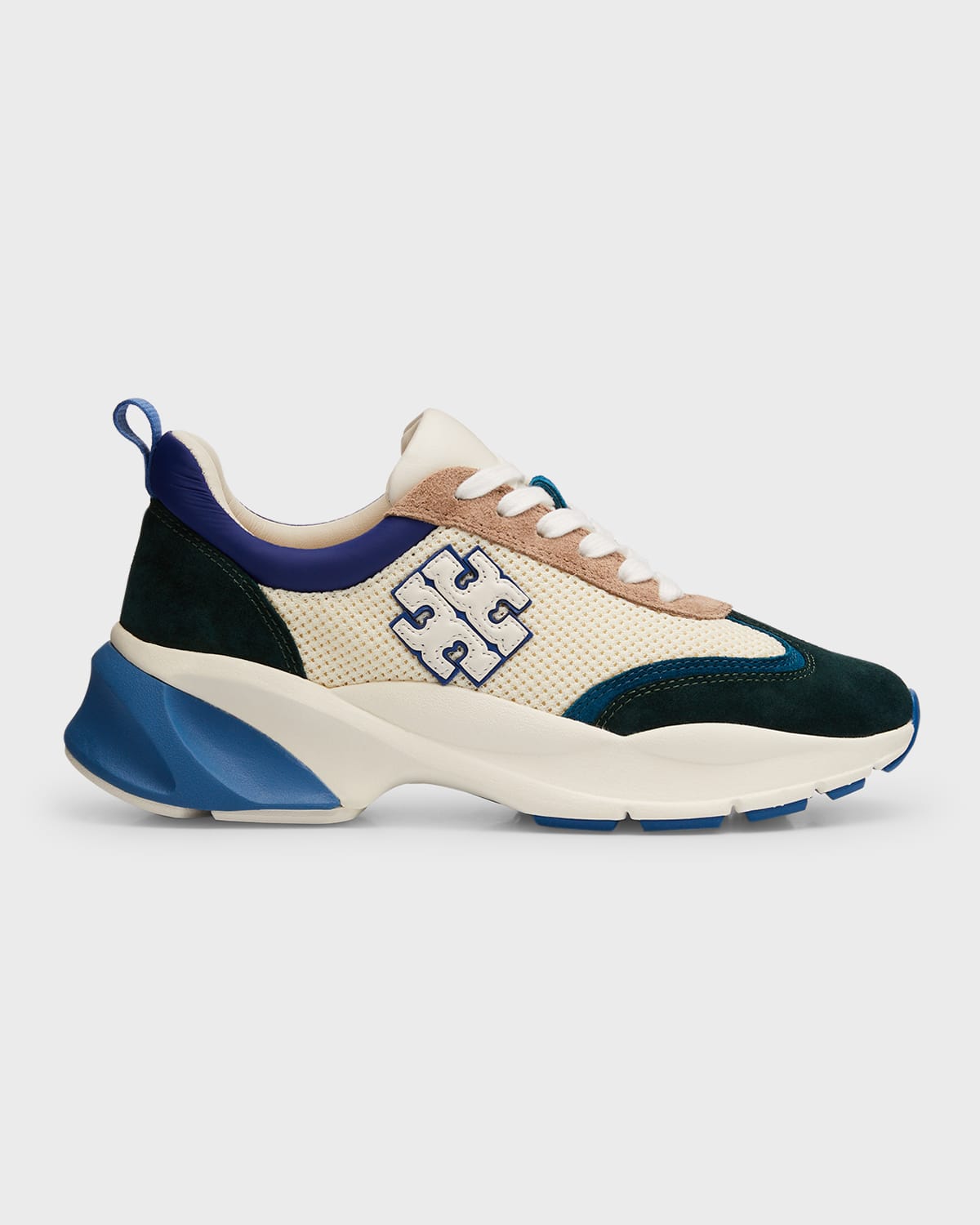 Tory Burch Good Luck Trainer Sneakers In Blue/new Ivory