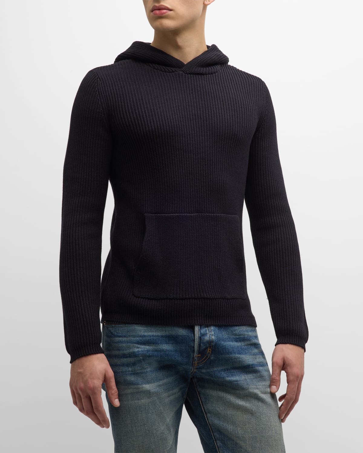 Shop Paige Men's Bowery Knit Pullover Hoodie In Navy Depth