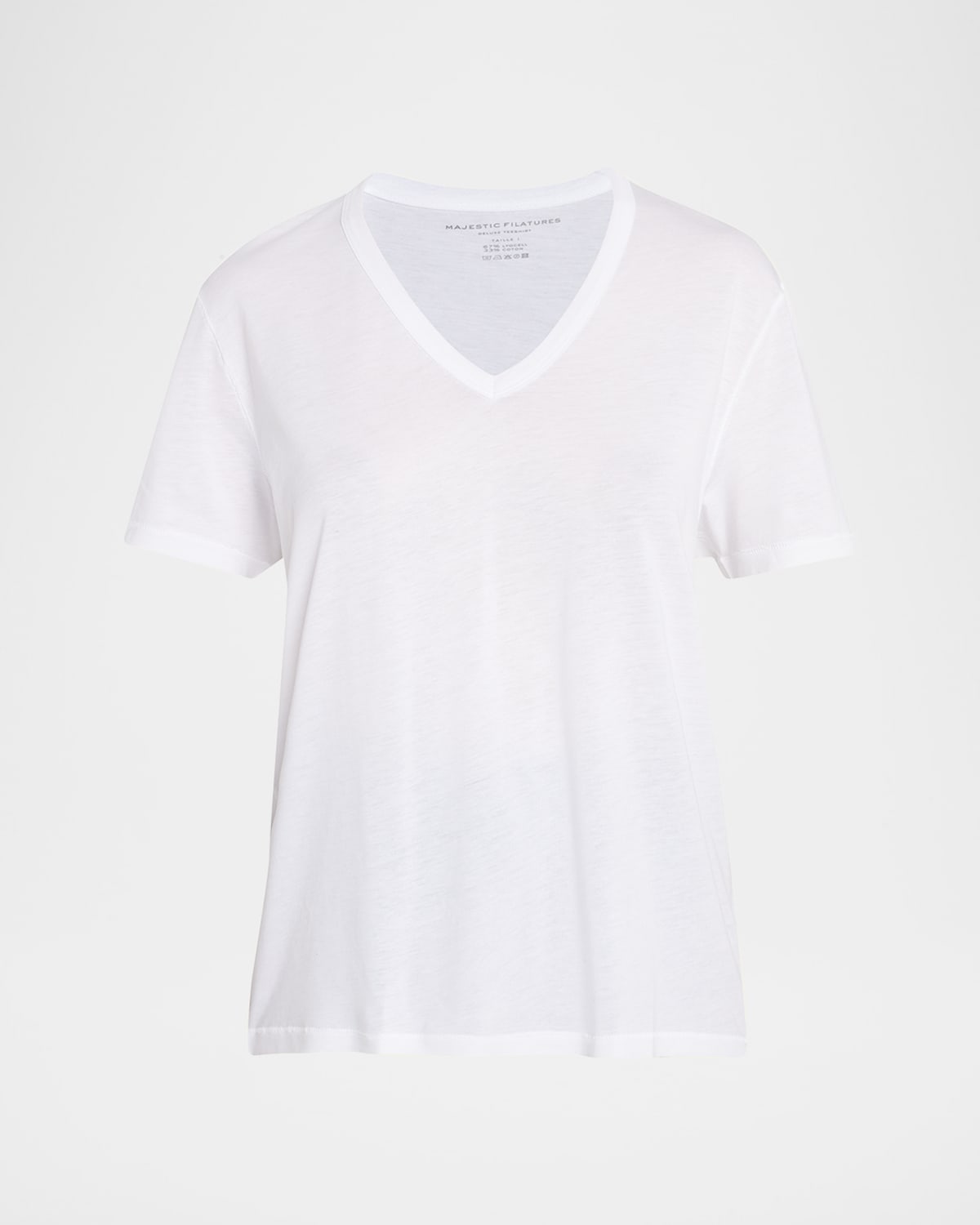 Shop Majestic Relaxed Cotton V-neck Tee In White