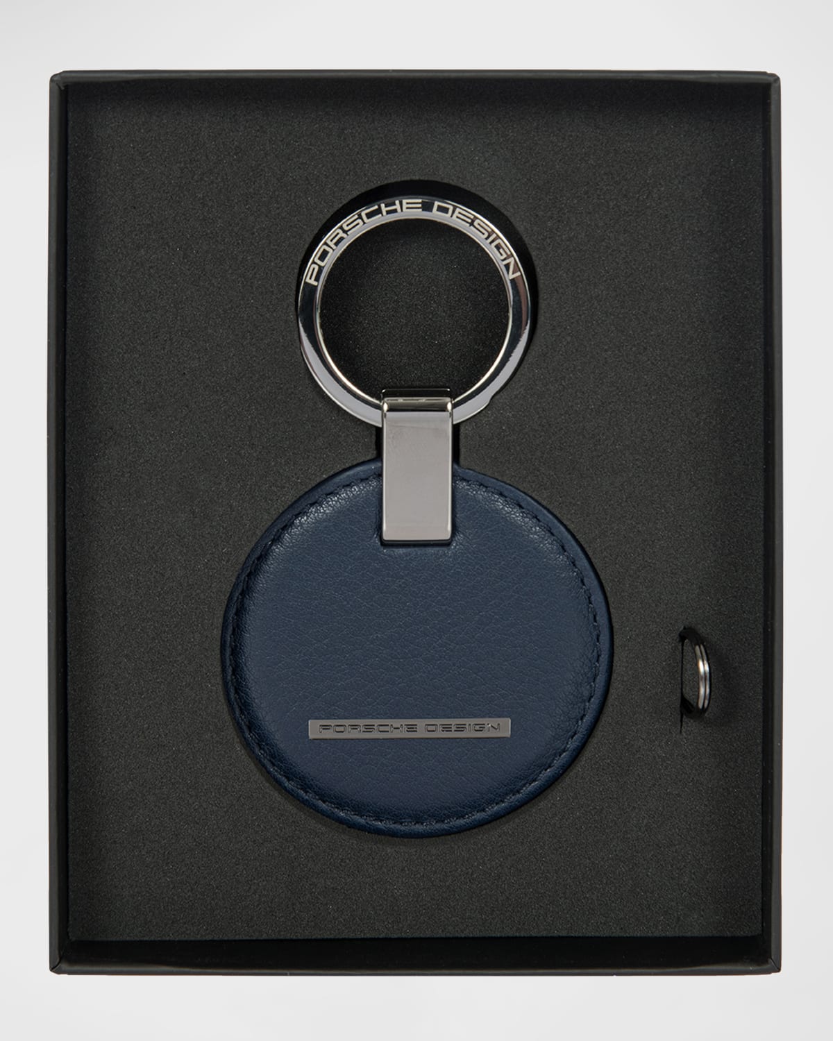 Shop Porsche Design Men's Circle Leather Logo Keyring In Blue Matte