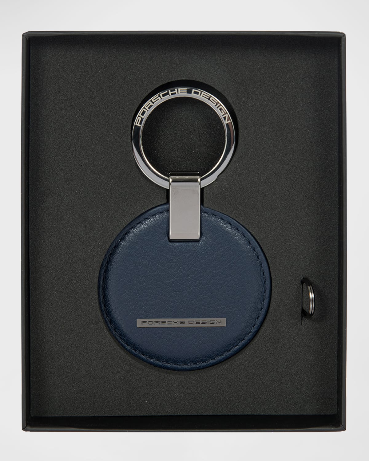 Porsche Design Men's Circle Leather Logo Keyring In Blue Matte