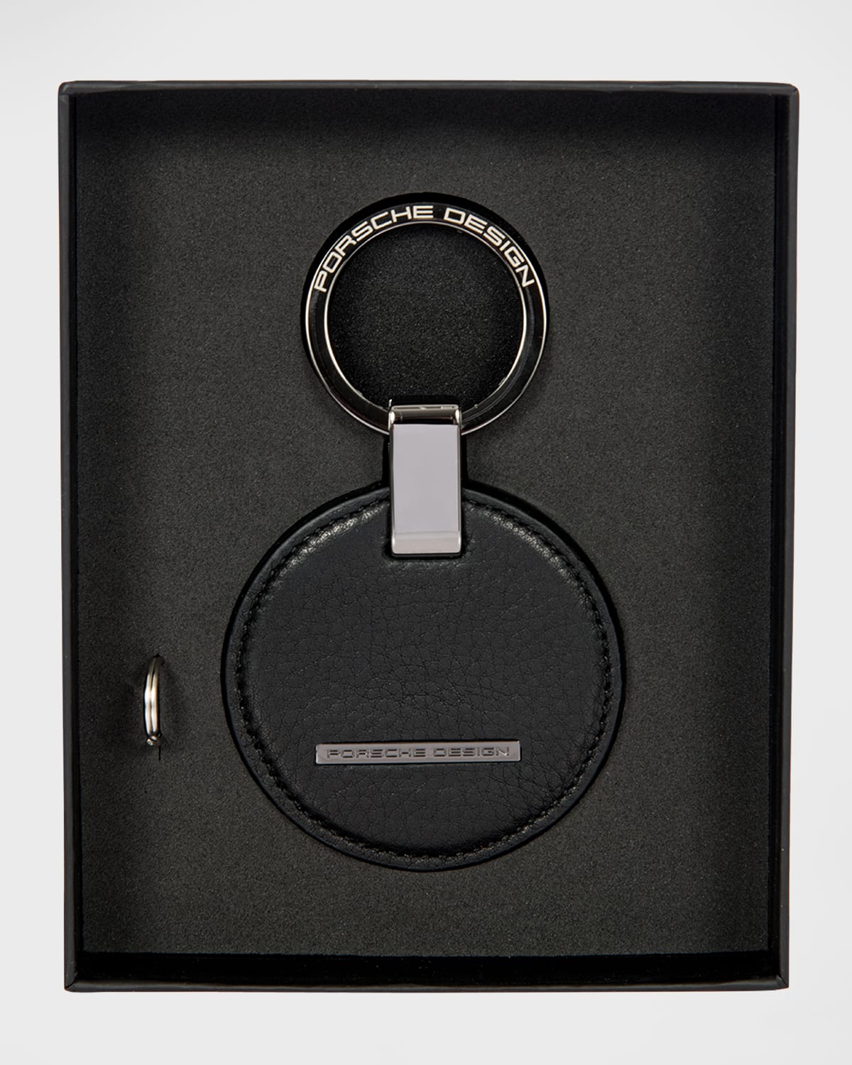 Shop Porsche Design Men's Circle Leather Logo Keyring In Black