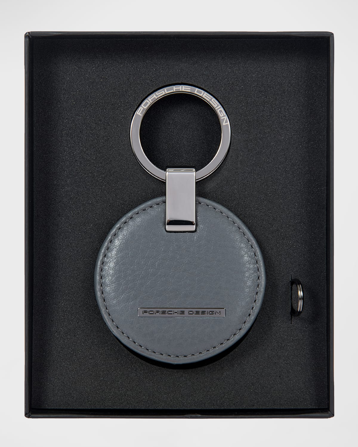 Shop Porsche Design Men's Circle Leather Logo Keyring In Anthracite Matte