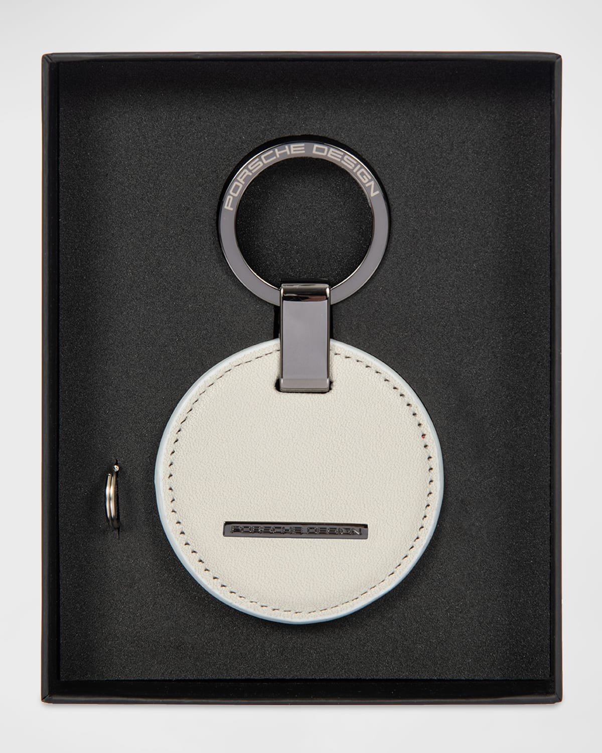 Shop Porsche Design Men's Circle Leather Logo Keyring In White