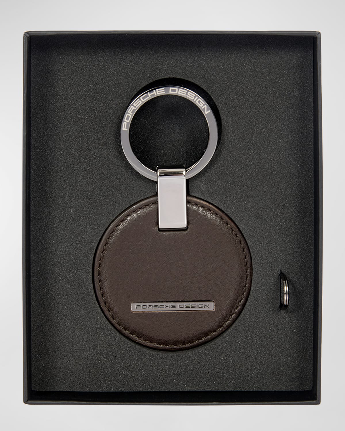 Shop Porsche Design Men's Circle Leather Logo Keyring In Dark Brown