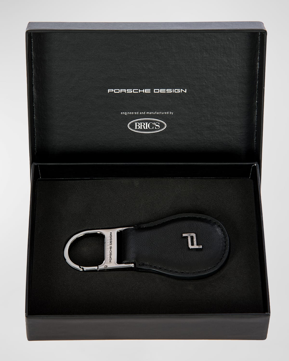 Porsche Design Men's Pd-logo Leather Drop Keyring In Black