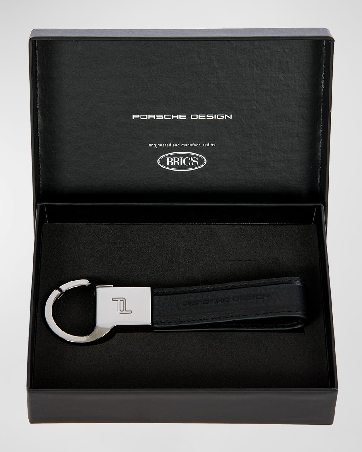 Porsche Design Men's Leather Logo Loop Keyring In Black