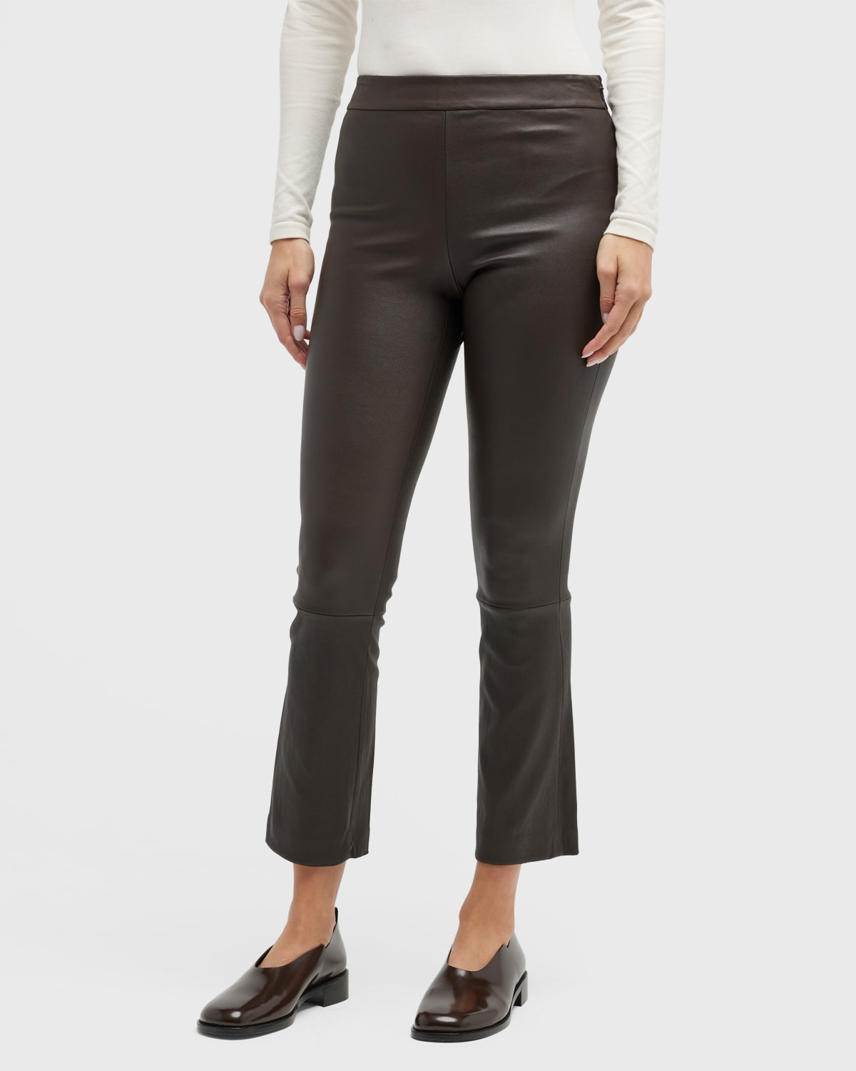 THEORY URBAN LEATHER SLIM KICK PANTS