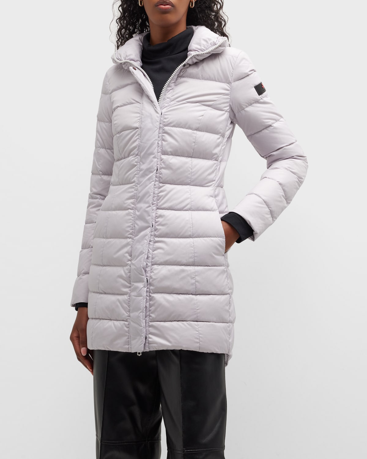 Peuterey Sobchak Long Puffer Coat In Grigio Gelo