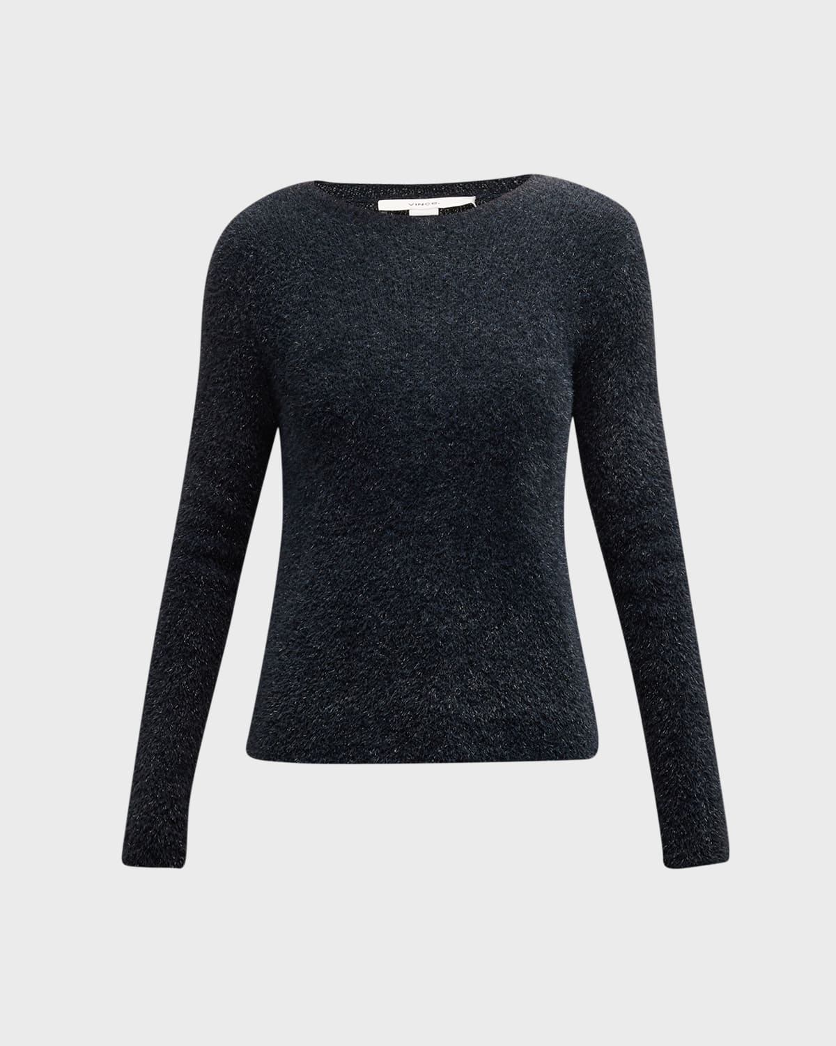 Shop Vince Lurex Eyelash Knit Pullover Top In Obsidianblack