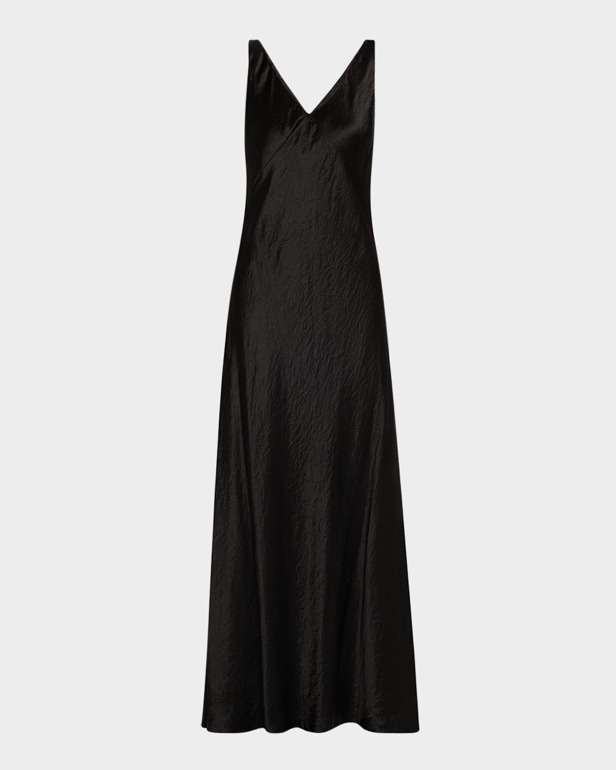 Vince V neck Satin Maxi Slipdress In Black ModeSens