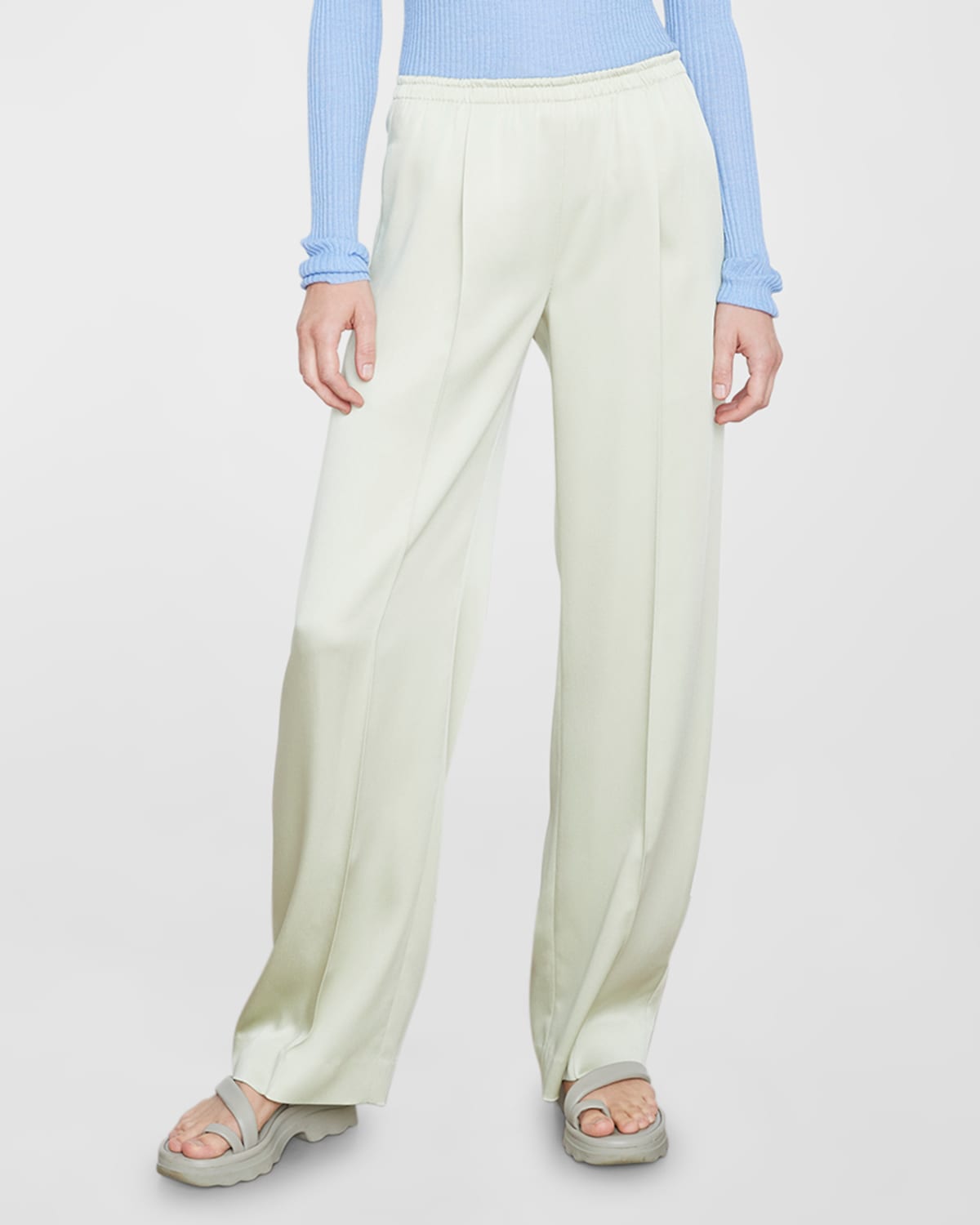 Vince Pull-on Satin Pants In Cacti