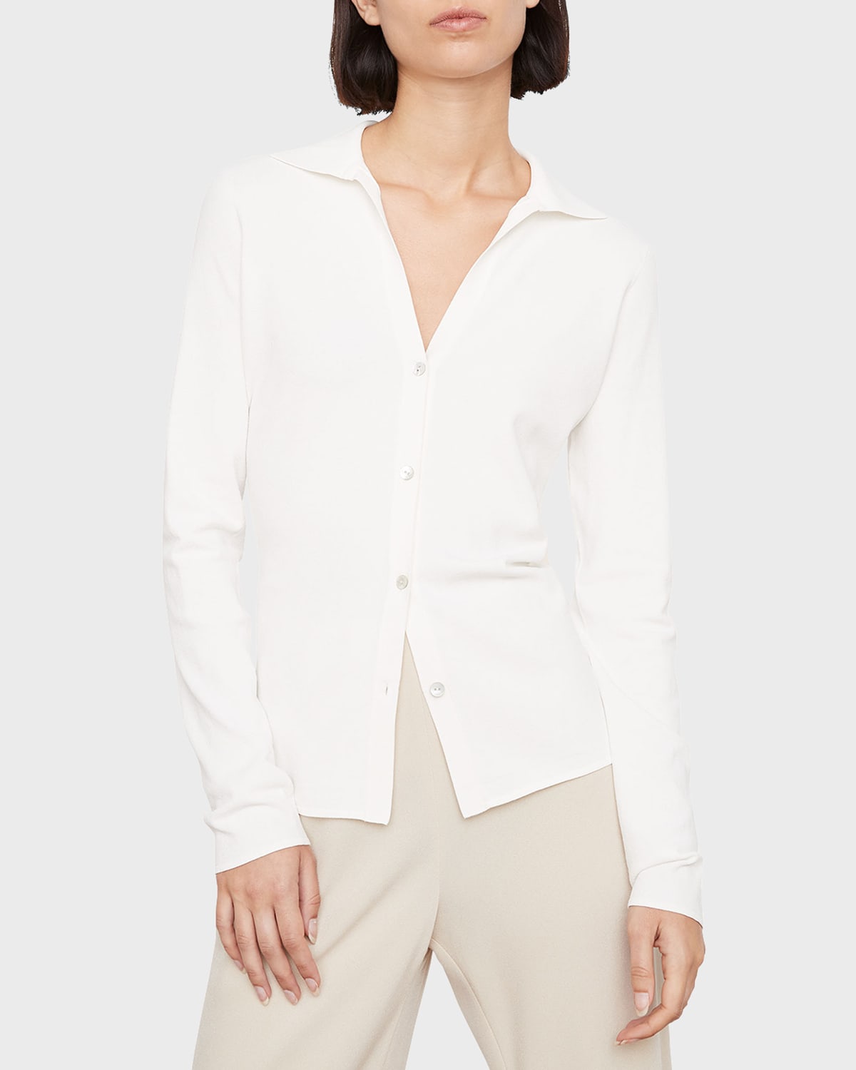 Vince Women's Collared Knit Button-front Cardigan In Off White