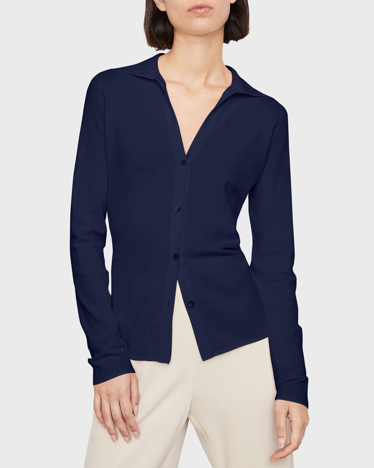 Vince Relaxed Linen Button-front Shirt In Navy