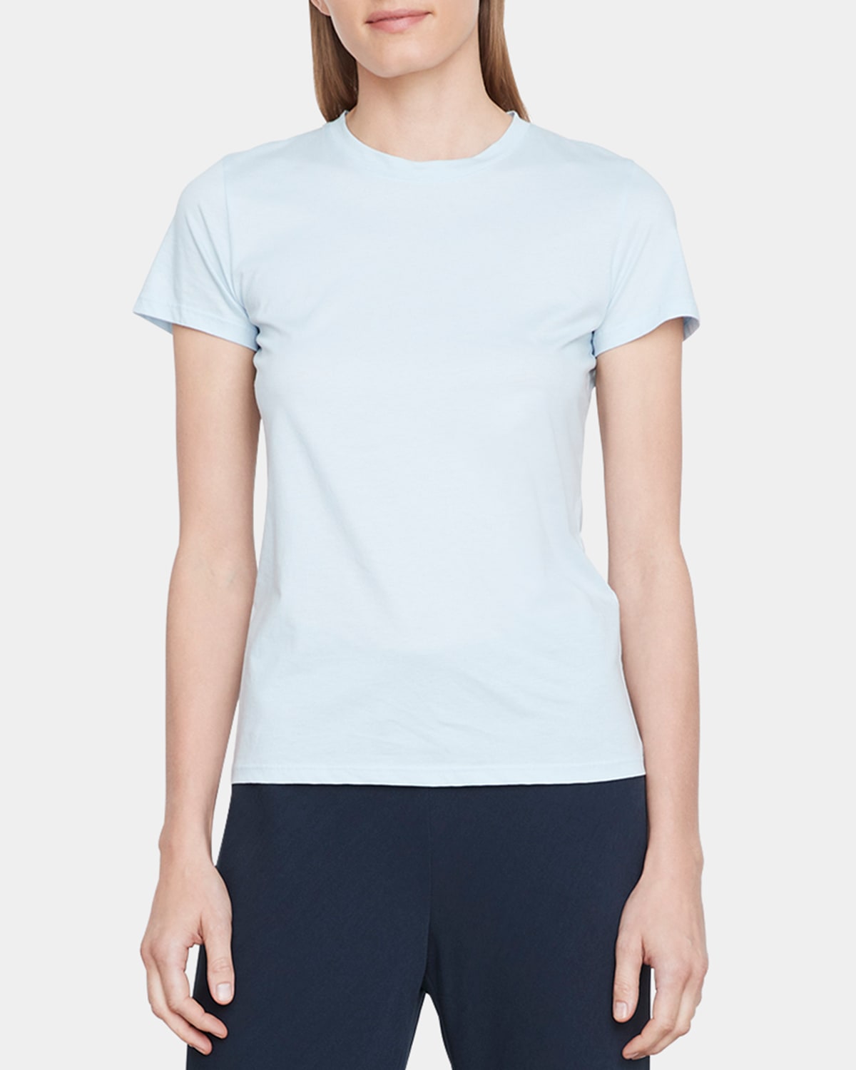 Vince Essential Crewneck Pima Cotton Tee In Sky