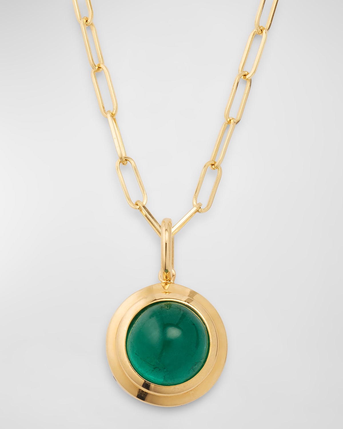 G-One Round Emerald Pendant in 18K Yellow Gold