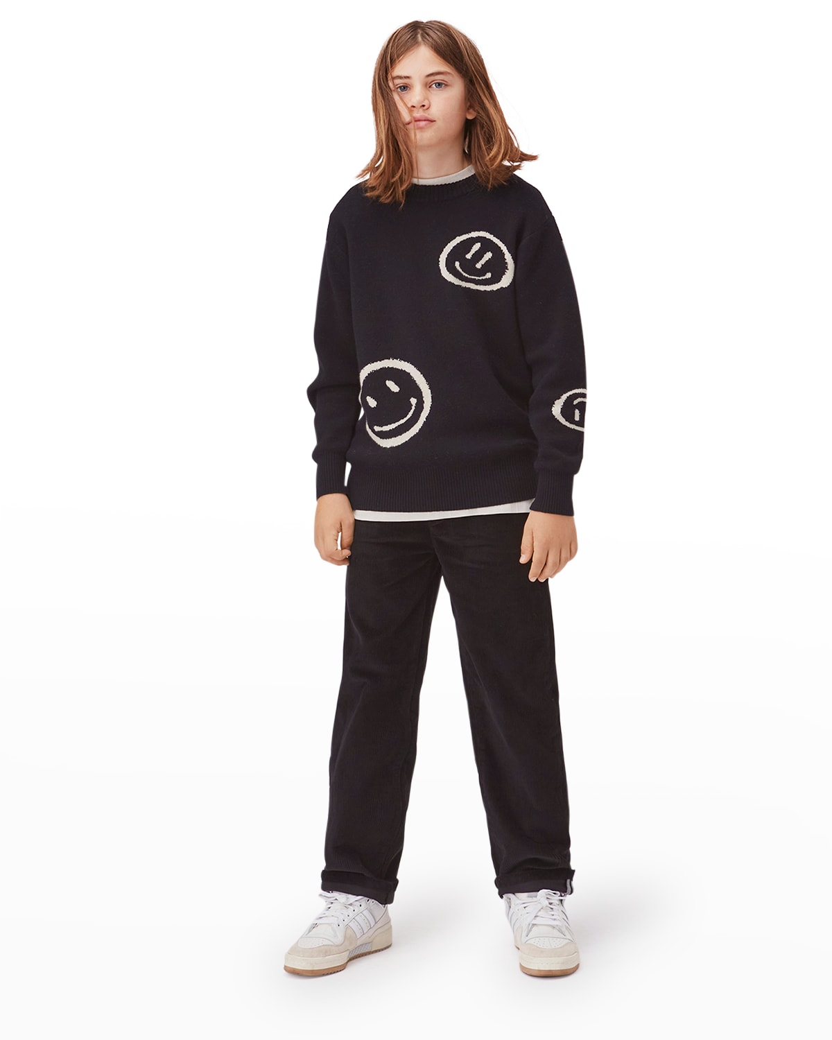 Boy's Bello Smileys Cotton/Wool Sweater, Size 4-6