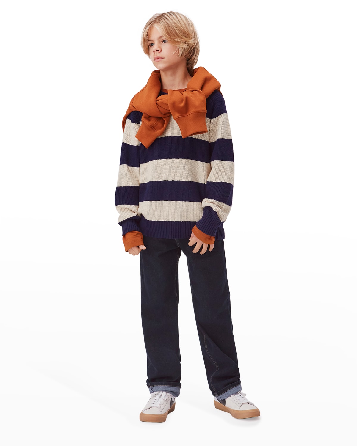 Boy's Bosse Striped Cotton/Wool Sweater, Size 4-6