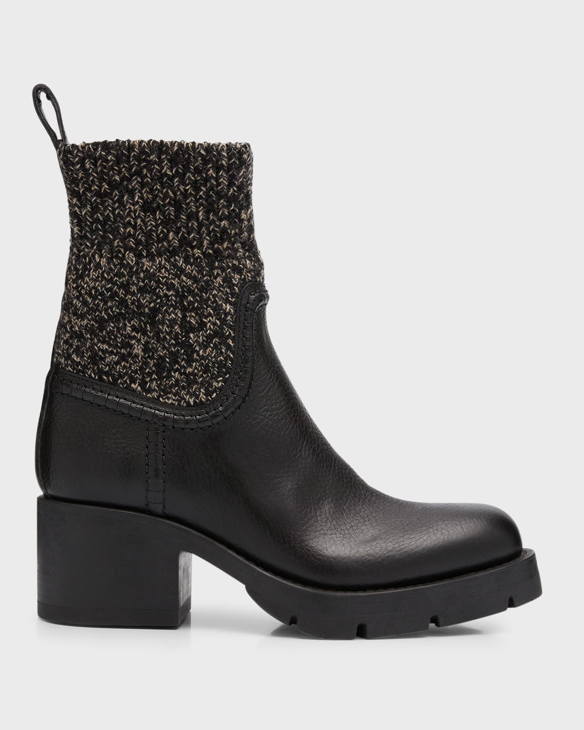 Chloé Neva Sock Ankle Boot Black Size 6.5 100% Calf-skin Leather In Black
